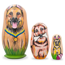Load image into Gallery viewer, Set of 3 German Shepherd Dogs Wooden Nesting Dolls 4.25 Inches