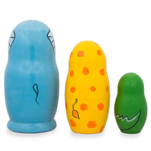 Load image into Gallery viewer, Set of 3 Elephant, Giraffe, and Alligator Wooden Nesting Dolls 4.25 Inches
