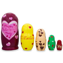 Load image into Gallery viewer, Set of 5 St. Valentine's Day Cupid Love Wooden Nesting Dolls 6 Inches
