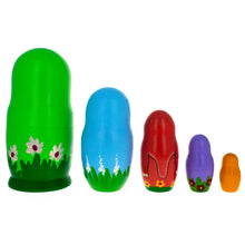 Load image into Gallery viewer, Set of 5 Dinosaurs Wooden Nesting Dolls 6 Inches