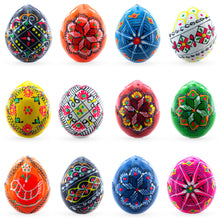 Load image into Gallery viewer, Set of 12 Ukrainian Wooden Easter Eggs Pysanky 1.5 Inches