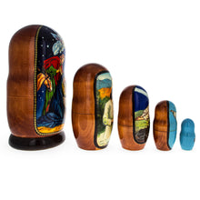 Load image into Gallery viewer, Set of 5 Jesus is Born Nativity Scene Nesting Dolls Matryoshka