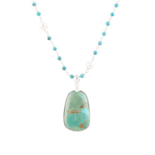 Load image into Gallery viewer, Madeleine Blue Turquoise and Sterling Silver Drop Pendant Necklace