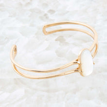 Load image into Gallery viewer, Madeline White Mother of Pearl and Golden Cuff Bracelet