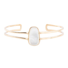 Load image into Gallery viewer, Madeline White Mother of Pearl and Golden Cuff Bracelet