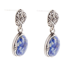 Load image into Gallery viewer, Madrid Blue Lapis Sterling Silver Post Drop Earrings