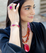 Load image into Gallery viewer, Magenta Agate Link Bracelet