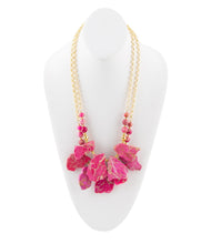 Load image into Gallery viewer, Pink Magenta Dreams Jasper and Goldtone Statement Necklace