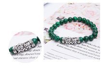 Load image into Gallery viewer, Malachite Peaceful Energy With Owl Charm Lucky Bracelet