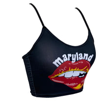 Load image into Gallery viewer, Maryland Terps Lips Black Spaghetti Tank