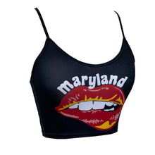 Load image into Gallery viewer, Maryland Terps Lips Black Spaghetti Tank