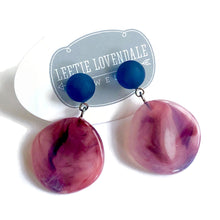 Load image into Gallery viewer, Mauve &amp; Denim Marbled Lucite Geo Drop Sarah Earrings