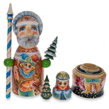 Load image into Gallery viewer, Hand Carved Solid Wood Santa Did Moroz Nesting Dolls 9.5 Inches