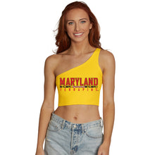 Load image into Gallery viewer, Maryland Terps Yellow One Shoulder Top