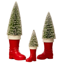 Load image into Gallery viewer, Medium Santa Boot with Bottle Brush Tree