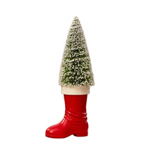 Load image into Gallery viewer, Medium Santa Boot with Bottle Brush Tree