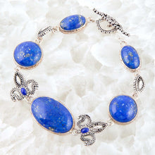 Load image into Gallery viewer, Mehndi Blue Lapis and Sterling Silver Link Bracelet