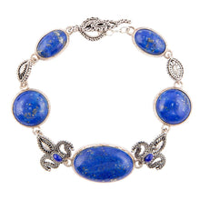 Load image into Gallery viewer, Mehndi Blue Lapis and Sterling Silver Link Bracelet