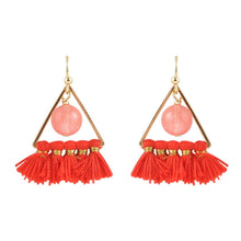 Load image into Gallery viewer, Melon and Triangle Tassel Earrings