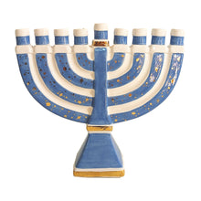 Load image into Gallery viewer, Shimmering Stars Menorah with 22K Gold Accents and Optional Monogram