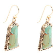 Load image into Gallery viewer, Meriette Blue Turquoise Golden Drop Earrings