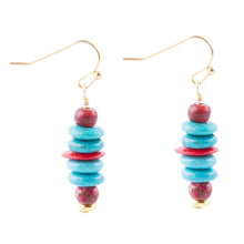 Load image into Gallery viewer, Mija Turquoise and Magenta Stack Earrings
