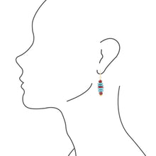 Load image into Gallery viewer, Mija Turquoise and Magenta Stack Earrings