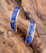 Load image into Gallery viewer, Mila Blue Lapis Hoop Golden Earrings