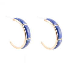 Load image into Gallery viewer, Mila Blue Lapis Hoop Golden Earrings