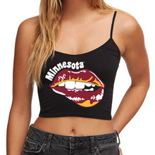 Load image into Gallery viewer, Minnesota Lips Black Spaghetti Tank