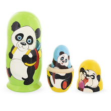 Load image into Gallery viewer, Set of 5 Panda Wooden Nesting Dolls 6 Inches