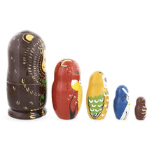 Load image into Gallery viewer, Set of 5 Bear, Fox, Owl, Bunny &amp; Otter Wooden Nesting Dolls 6 Inches
