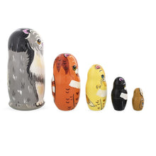 Load image into Gallery viewer, Set of 5 Cats Family Wooden Nesting Dolls 6 Inches