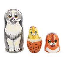Load image into Gallery viewer, Set of 5 Cats Family Wooden Nesting Dolls 6 Inches