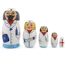 Load image into Gallery viewer, Doctor &amp; Nurses Wooden Nesting Dolls