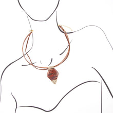 Load image into Gallery viewer, Modern Red Jasper and Golden Pendant Necklace