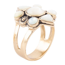 Load image into Gallery viewer, White Mother of Pearl Golden Statement Ring