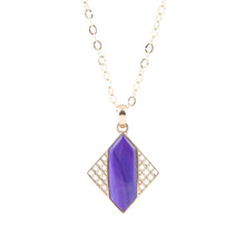 Load image into Gallery viewer, Motif Purple Agate and Golden Bronze Pendant Necklace