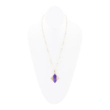 Load image into Gallery viewer, Motif Purple Agate and Golden Bronze Pendant Necklace