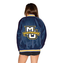 Load image into Gallery viewer, Marquette Satin Letterman Bomber Jacket