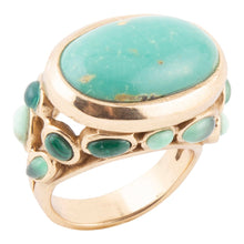 Load image into Gallery viewer, Multi Green Stones Golden Statement Ring