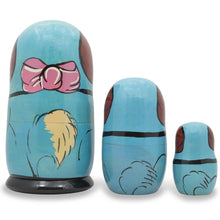 Load image into Gallery viewer, Set of 3 Dogs with Rubber Ball Wooden Nesting Dolls 5 Inches