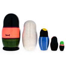 Load image into Gallery viewer, Set of 5 Happy Penguins  Nesting Dolls