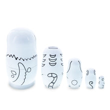 Load image into Gallery viewer, 5 Unpainted Animals Wooden Nesting Dolls Matryoshka 4.75 Inches