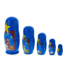 Load image into Gallery viewer, Set of 5 Nativity Scene Set Wooden Nesting Dolls 5.75 Inches
