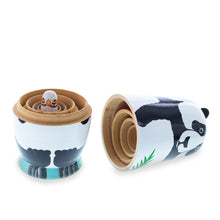 Load image into Gallery viewer, Panda, Tiger, Leopard, Monkey, Eagle Wooden Nesting Dolls