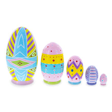 Load image into Gallery viewer, Set of 5 Ukrainian Style Easter Eggs Wooden Nesting Dolls 5 Inches