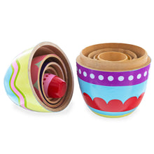 Load image into Gallery viewer, Set of 5 Colorful Easter Eggs Pysanky Wooden Nesting Dolls 5 Inches