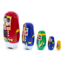 Load image into Gallery viewer, Set of 5 Nutcrackers Wooden Nesting Dolls 5.5 Inches