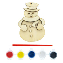 Load image into Gallery viewer, Unfinished Wooden Snowman Christmas Ornament Cutout DIY Craft Kit